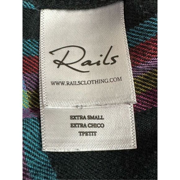 Rails Leo Long Sleeve Plaid Flannel Button Up Shirt Top Onyx Magenta Cayenne XS - Picture 6 of 11